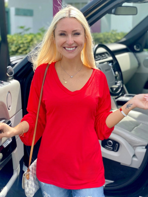 Red Flounce Top