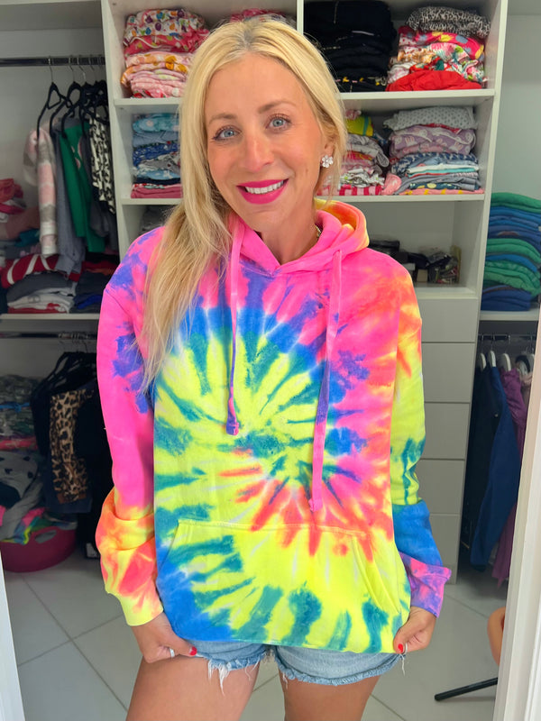 Hoodie Shop Sisters Apparel Rainbow Hoodie Neon Rainbow Tie-Dye