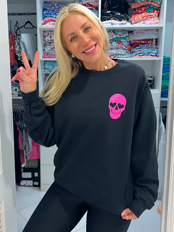 X-Large Mens Skull Lady Crewneck Sweatshirt – Extra Butter