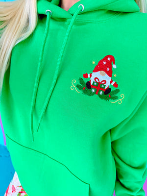 Holiday Gnome Embroidered Hoodie