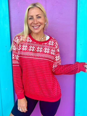Red Snowflake Pullover