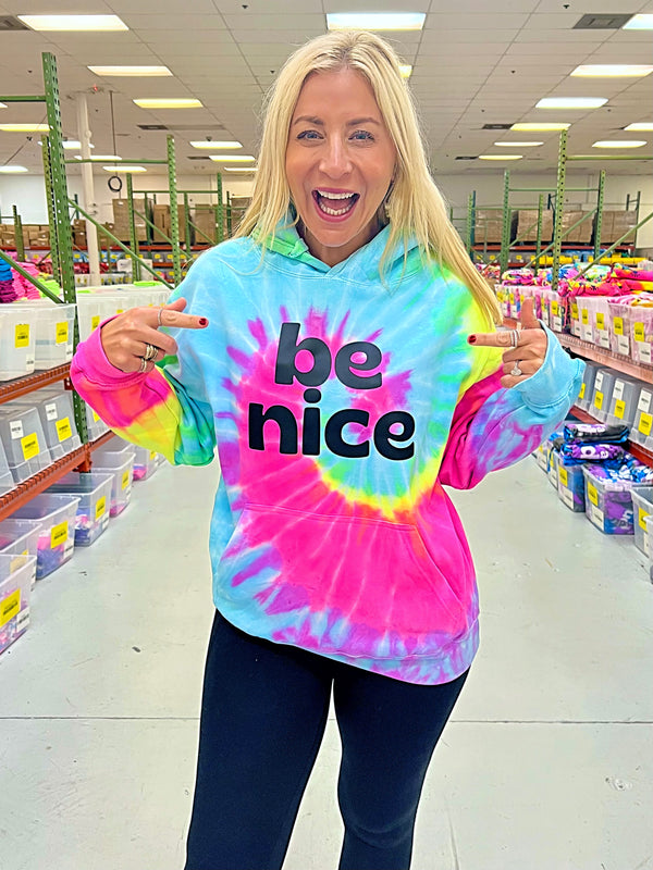 Be kind online tie dye hoodie