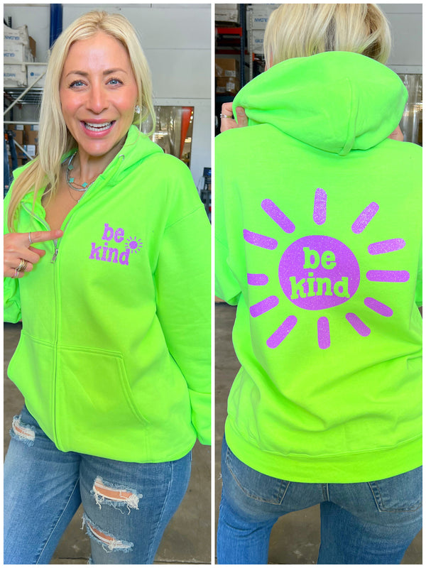 Be Kind Lime Sorbet Zip Up Hoodie Sunshine Sisters