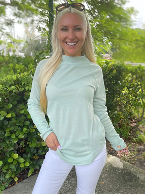 Mint Ribbed Mock Turtleneck