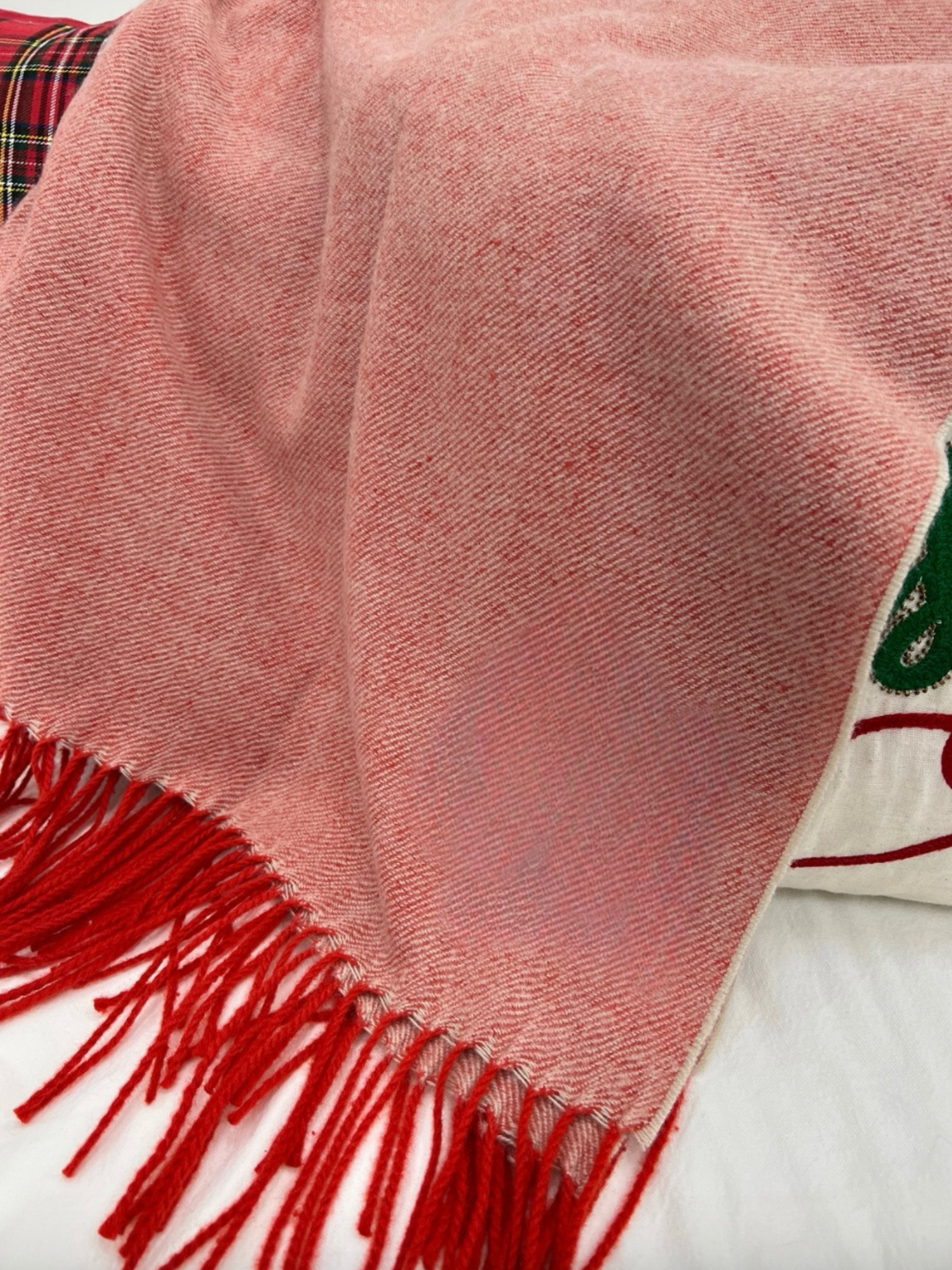 Embroidered Santa Red Throw Blanket