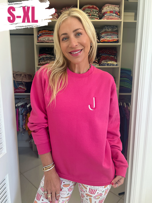 Hot Pink Embroidered Initial Sweatshirt (S-XL)