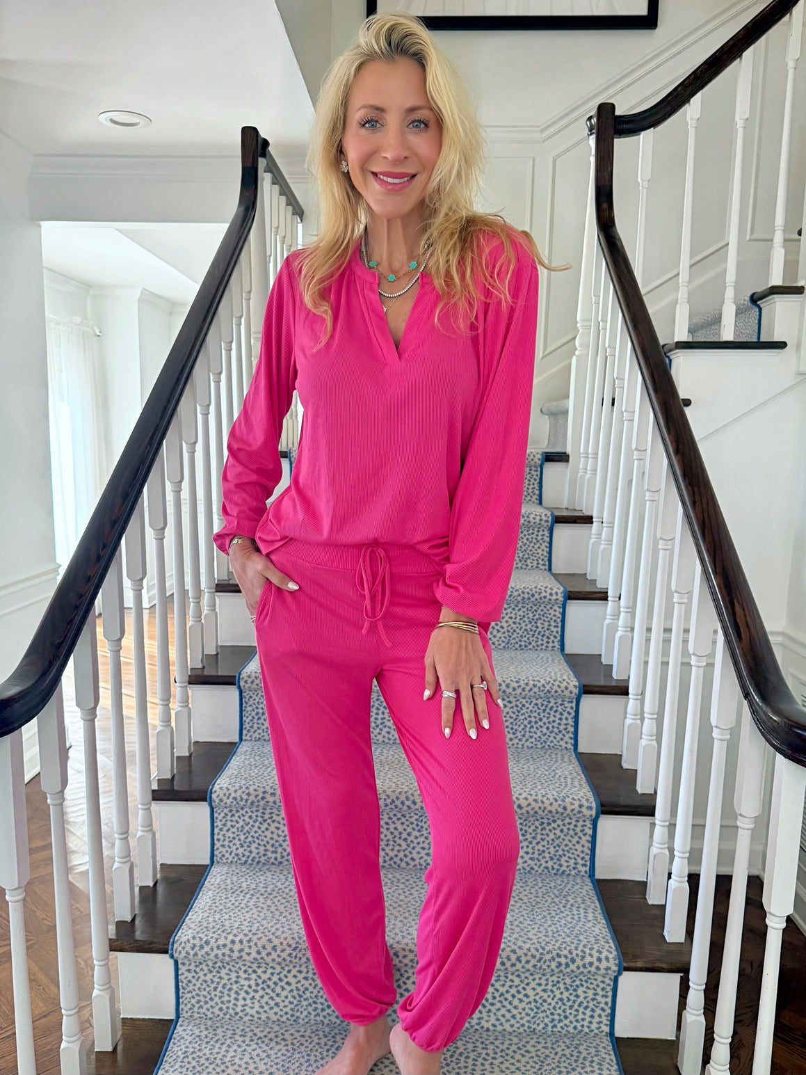 Fuchsia Ribbed Lounge Set