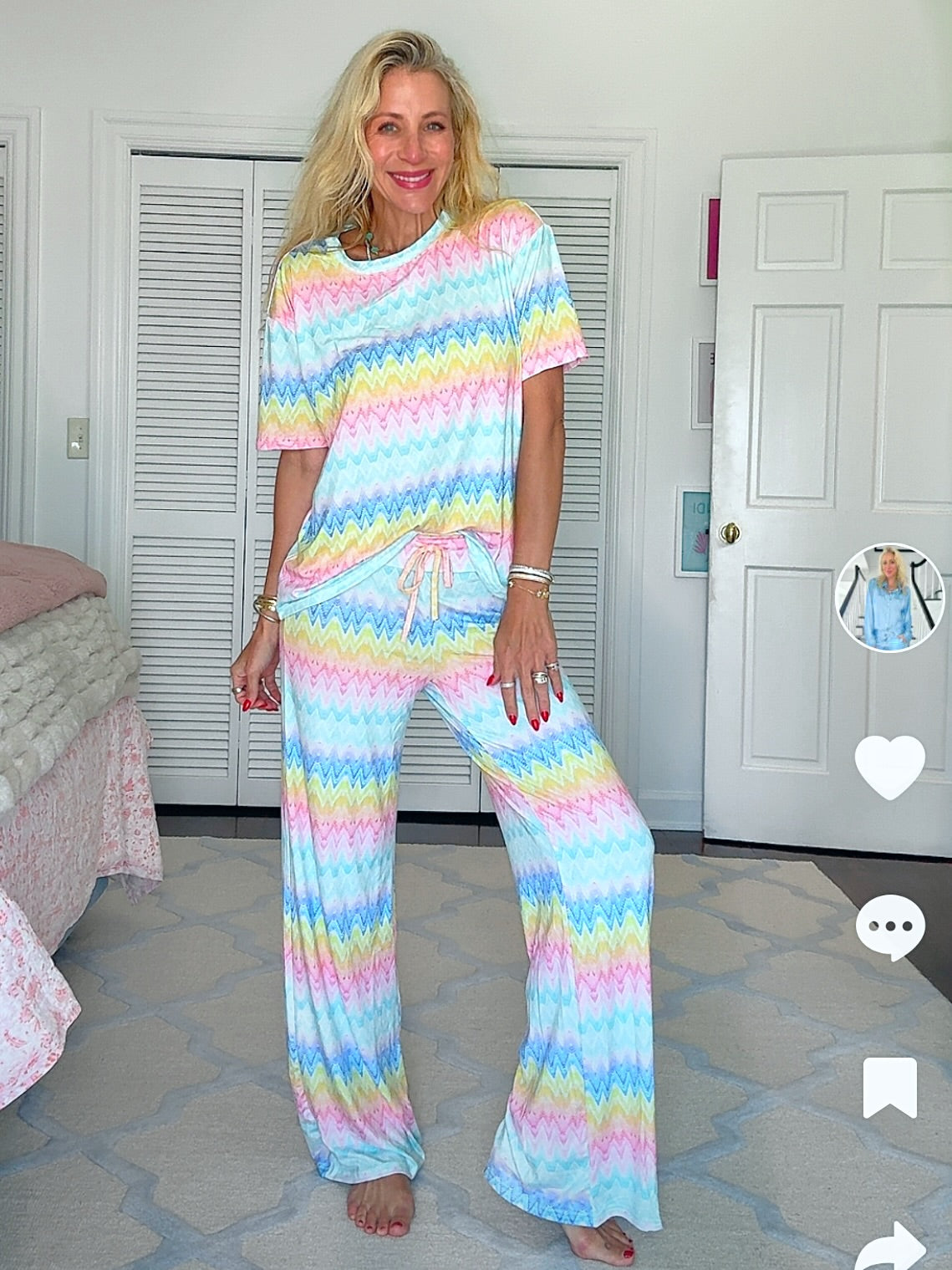 Chevron Wide Leg Pajama Set