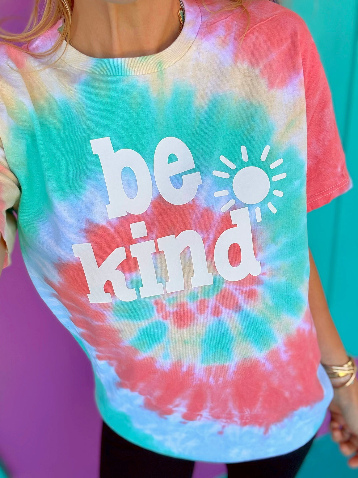 Be Kind Sunburst Tie-Dye Tee