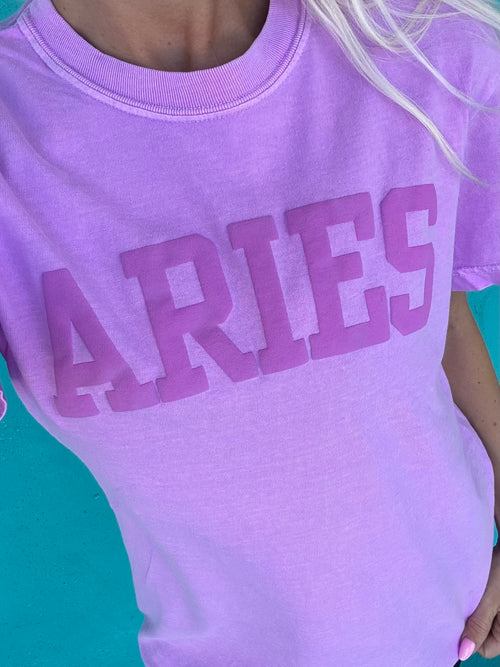 Zodiac Signs Neon Purple Tee