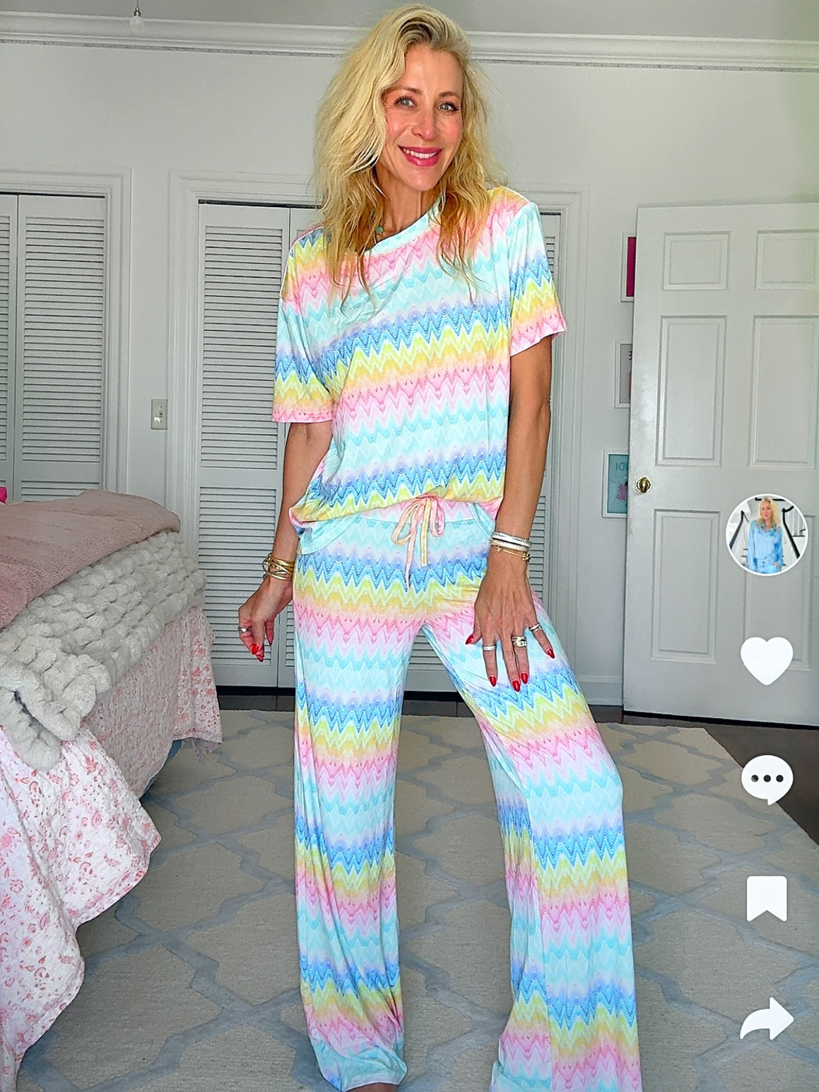 Chevron Wide Leg Pajama Set