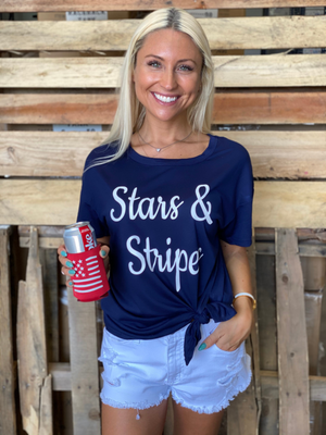 Stars & Stripes Blue Tie-Top