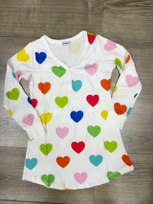 Colorful Heart Nightgown - Girls