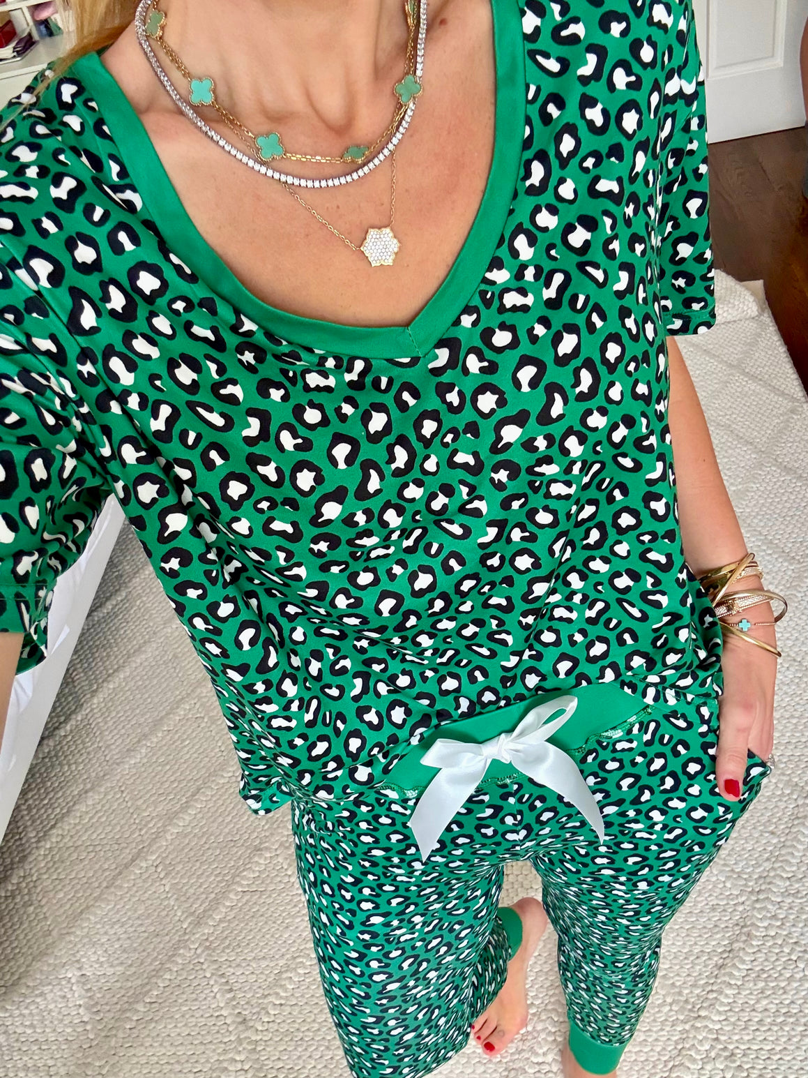 Green Leopard Pajama Jogger Set - Sunshine Sisters