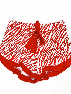 Red Zebra Ruffle Shorts