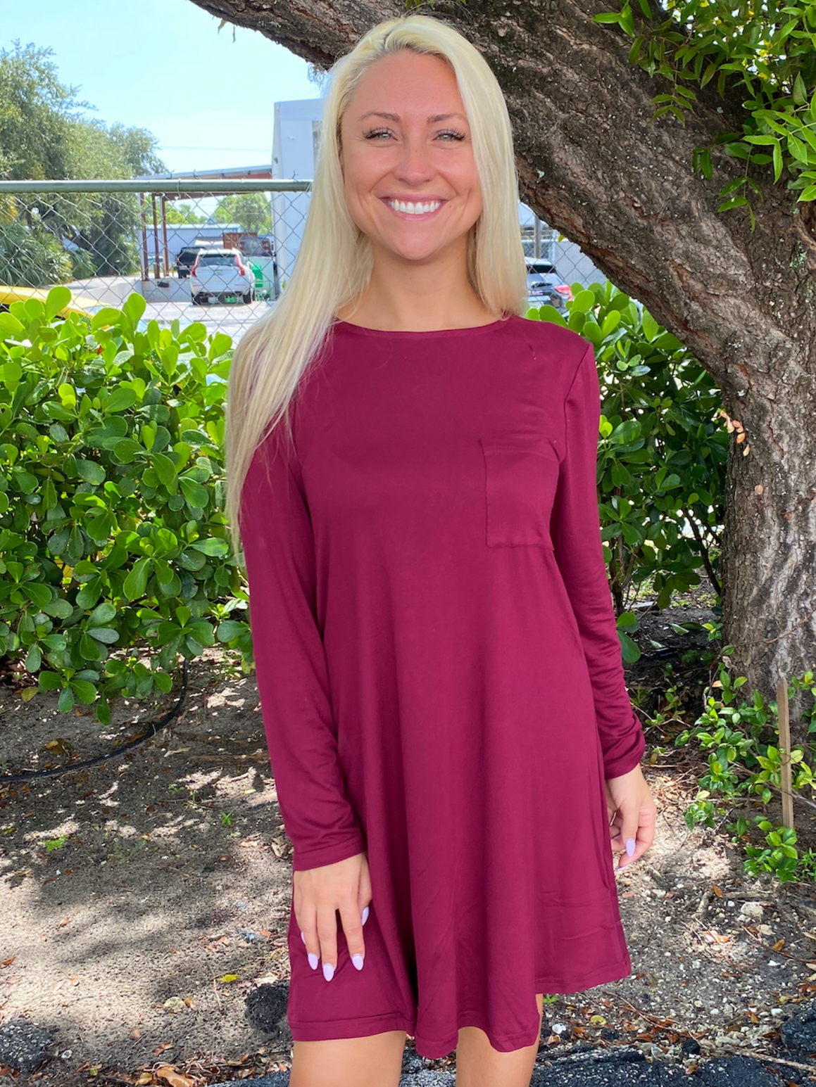 burgundy long sleeve swing dress Burgundy Wool Midi Dress: Long Sleeve Formal Winter Wedding Guest Dress, Custom, Xiaolizi 6563