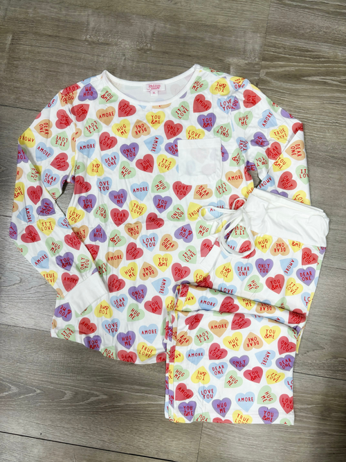 White Sweetheart Pajama Set - Girls