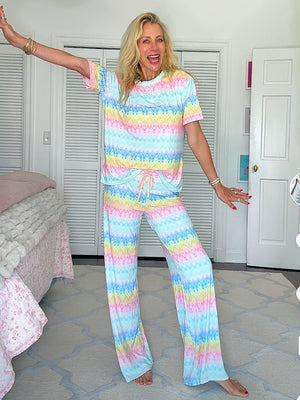 Chevron Wide Leg Pajama Set