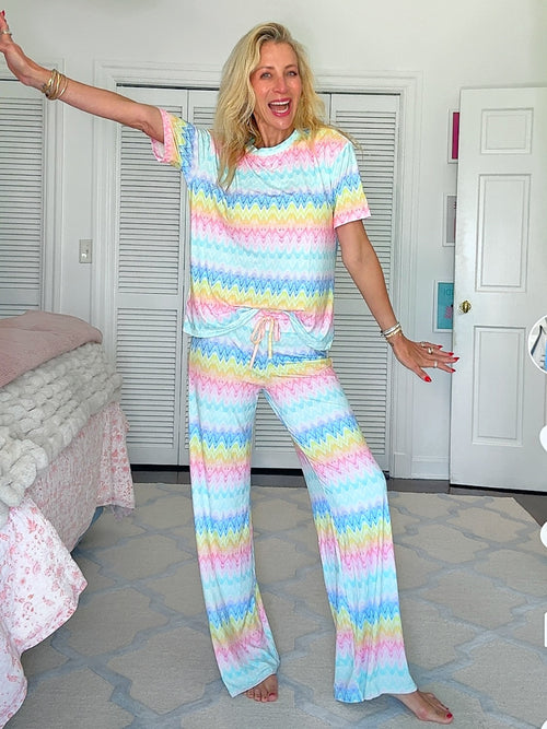 Chevron Wide Leg Pajama Set