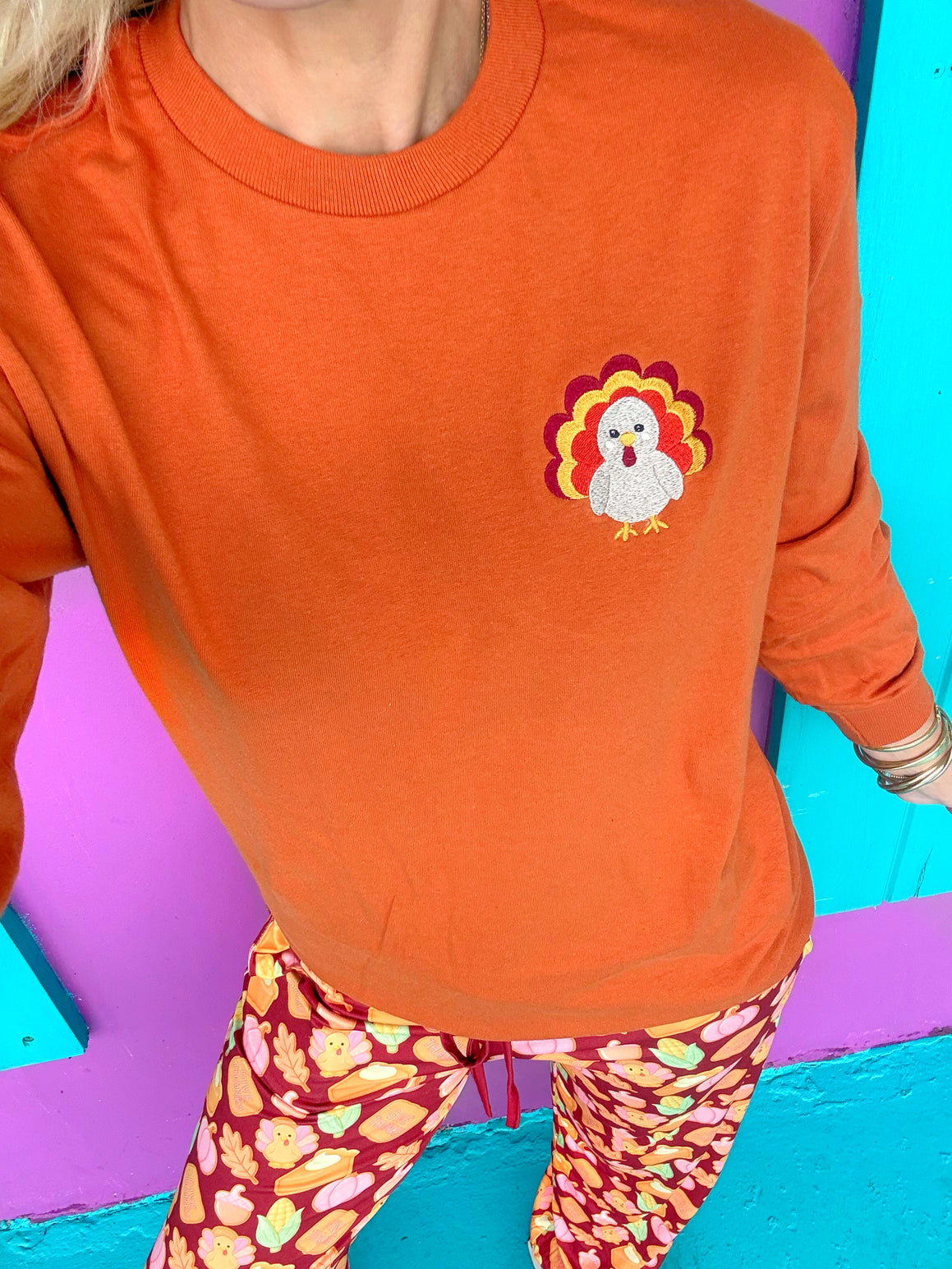 Tom the Turkey Embroidered Tee (Long or Short Sleeve)