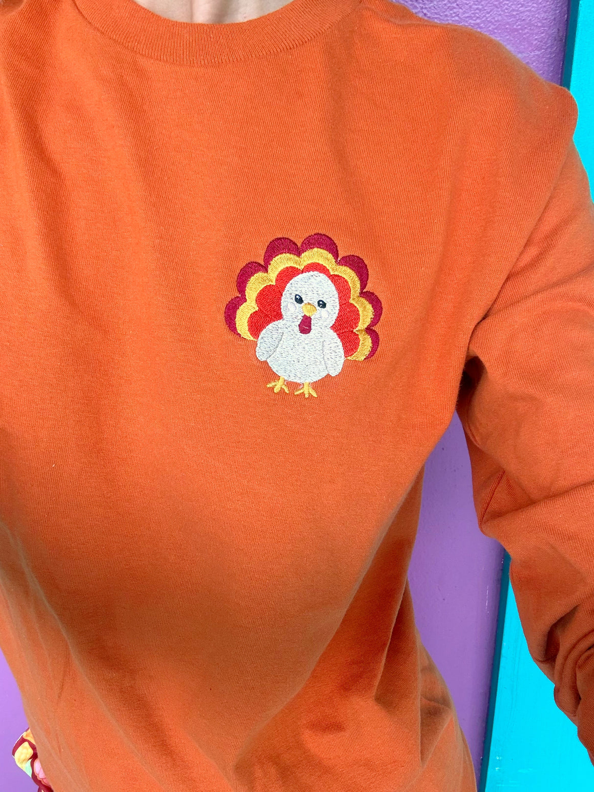 Tom the Turkey Embroidered Tee (Long or Short Sleeve)