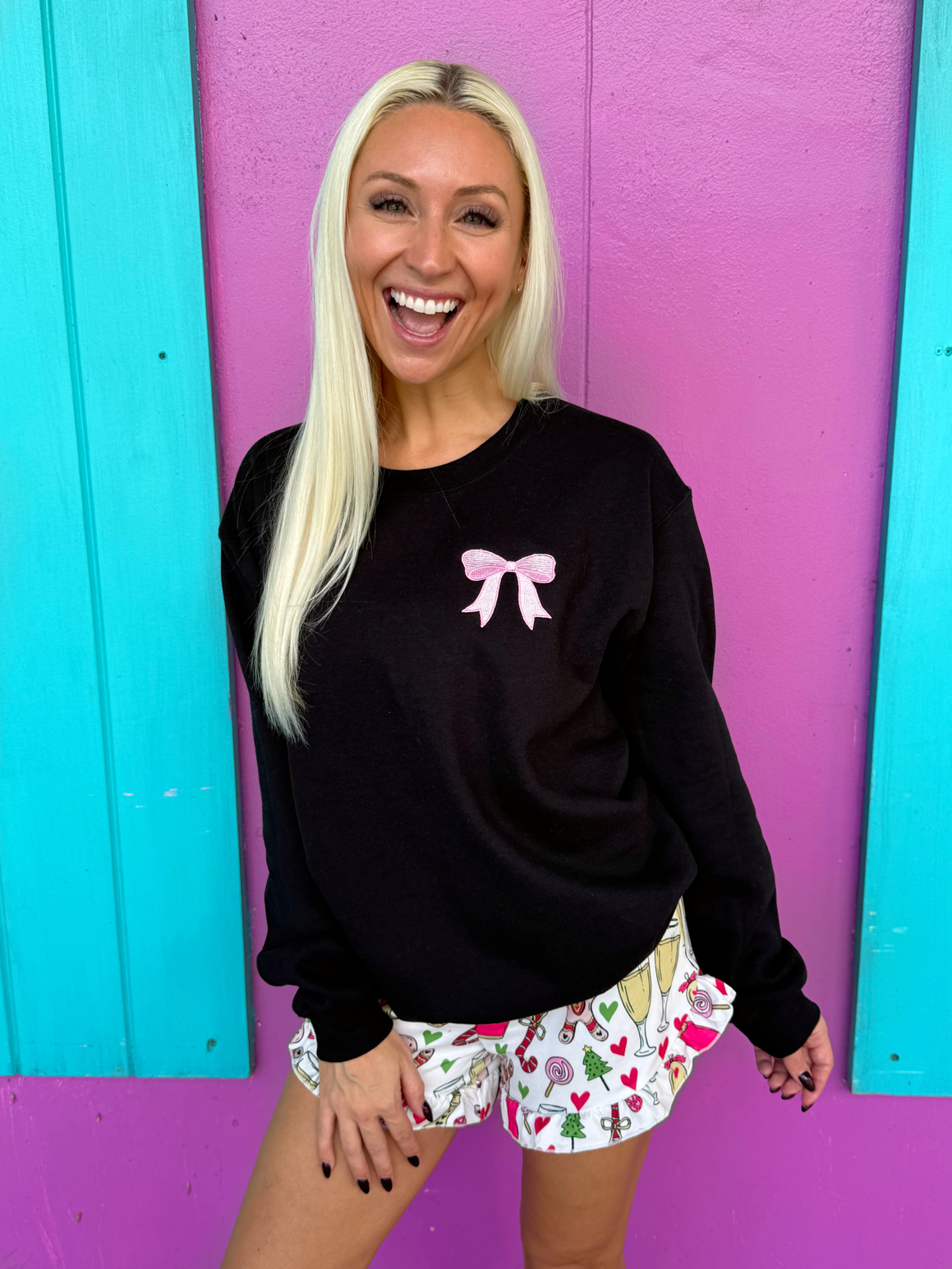 Embroidered Bow Sweatshirt