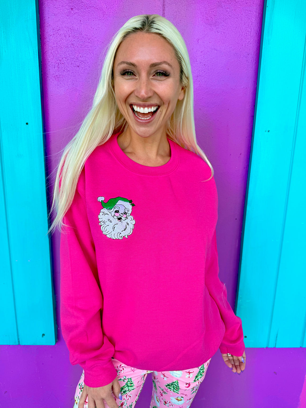 Holly Jolly Santa Embroidered Sweatshirt