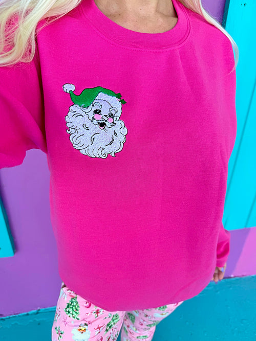 Holly Jolly Santa Embroidered Sweatshirt