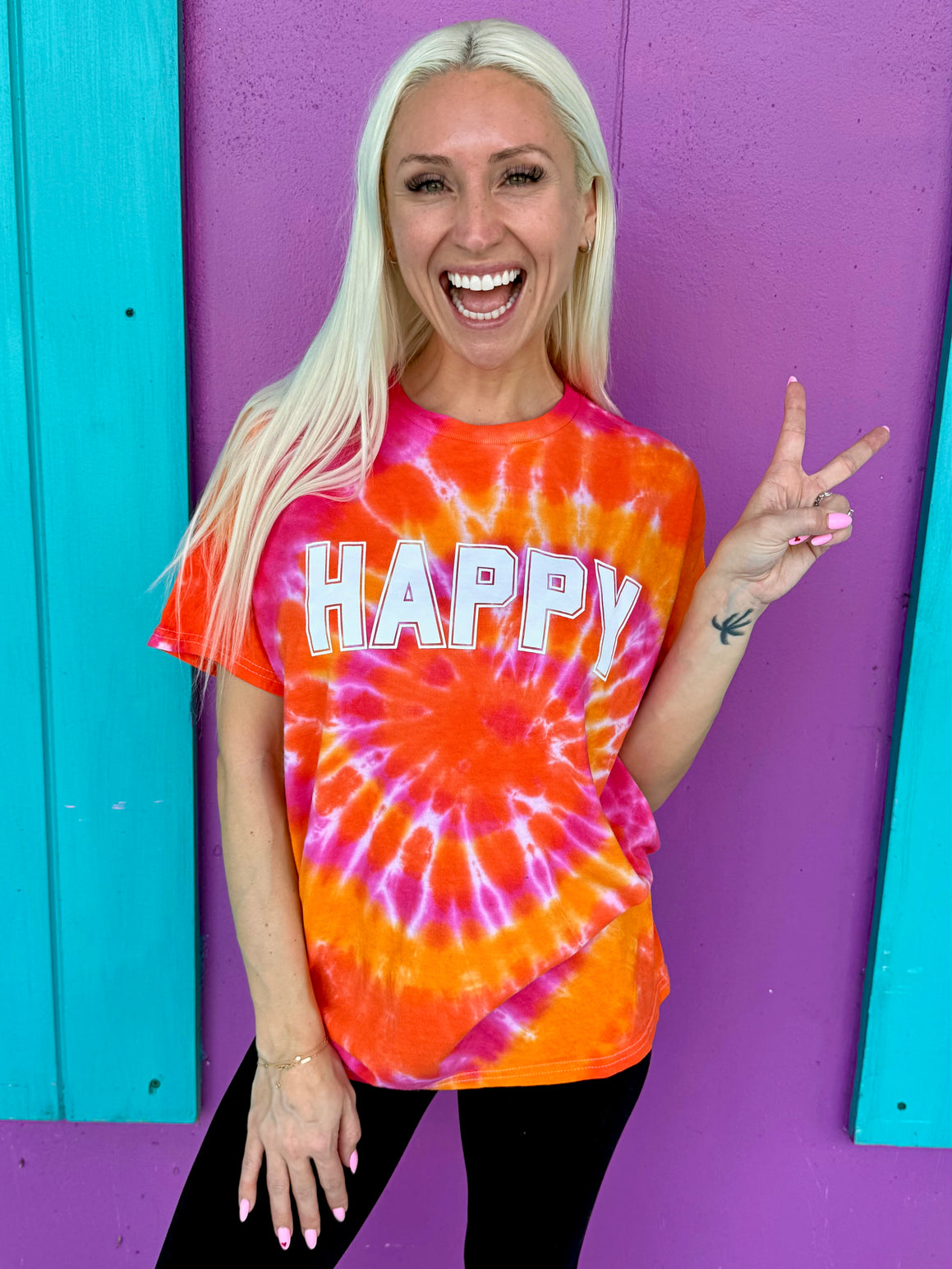 Happy Orange Blossom Swirl Tie-Dye Tee Sunshine Sisters