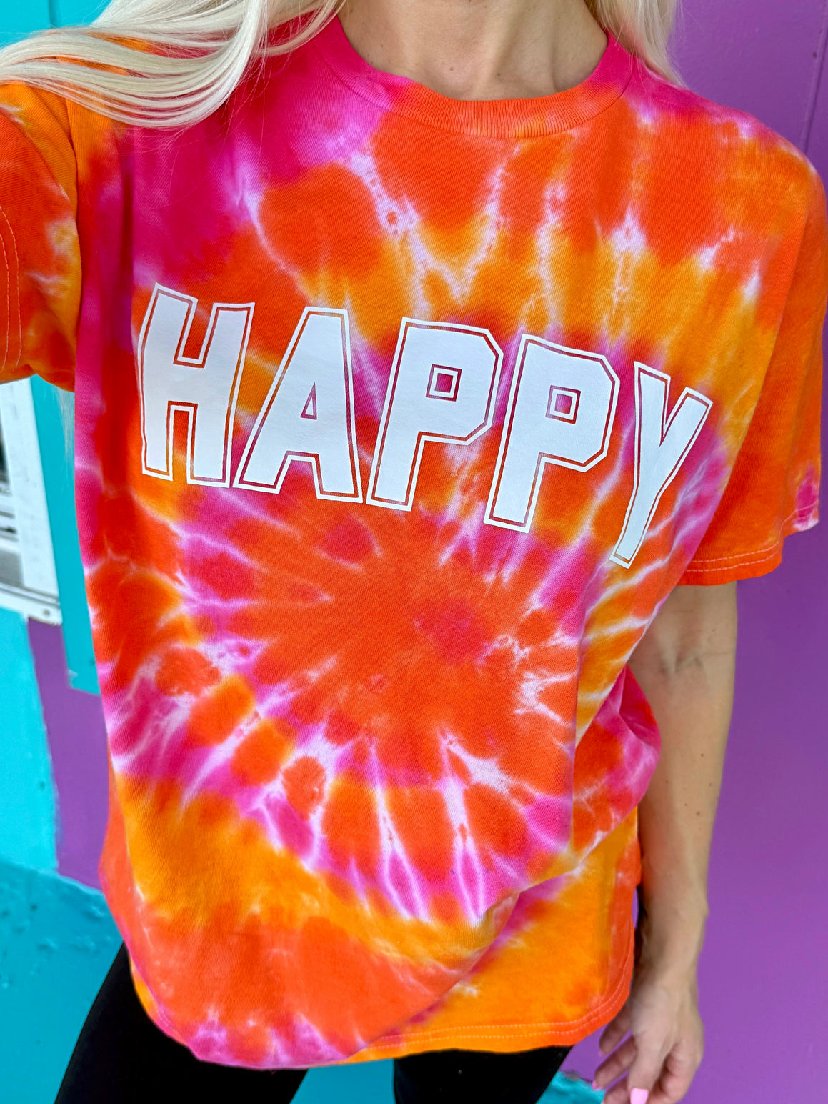 Happy Orange Blossom Swirl Tie-Dye Tee
