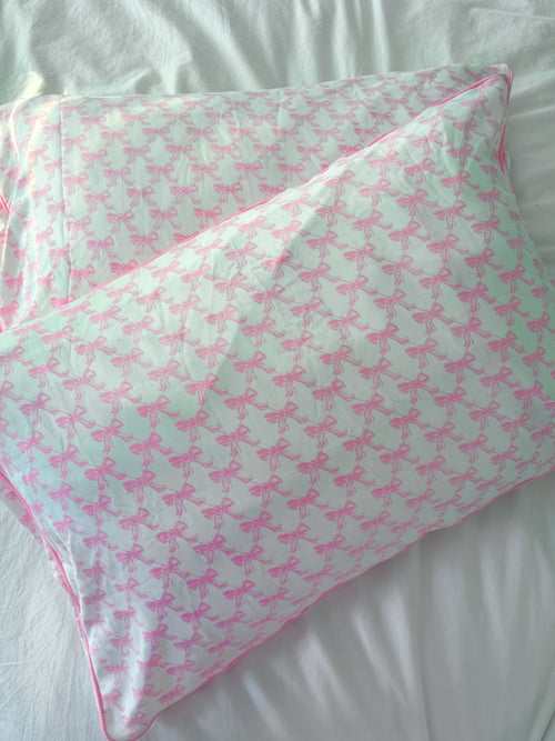 Pink Bow Pillowcase Set