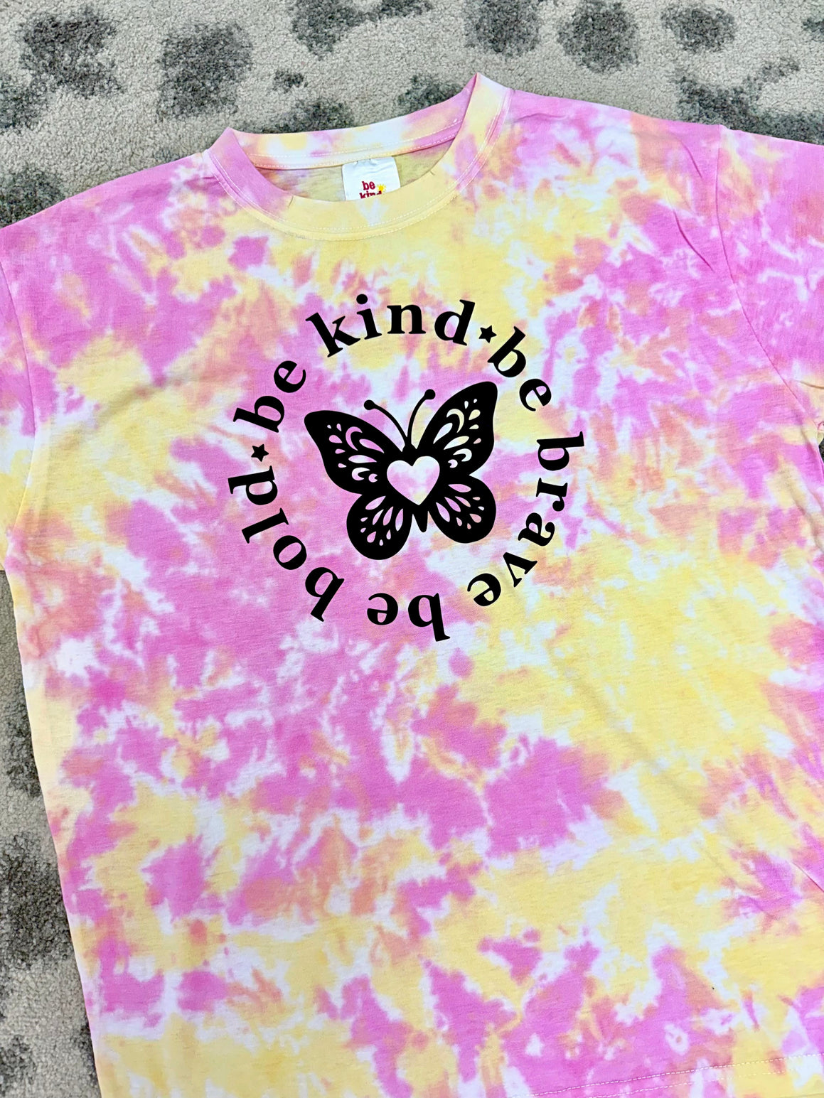 Be Kind Be Brave Butterfly Tie-Dye Tee