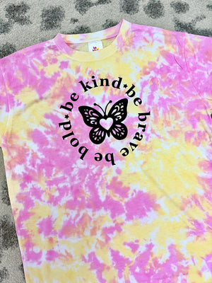 Be Kind Be Brave Butterfly Tie-Dye Tee