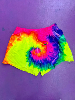 Neon Rainbow Tie-Dye Long Sleeve Hoodie Tee - Blank - Sunshine Sisters