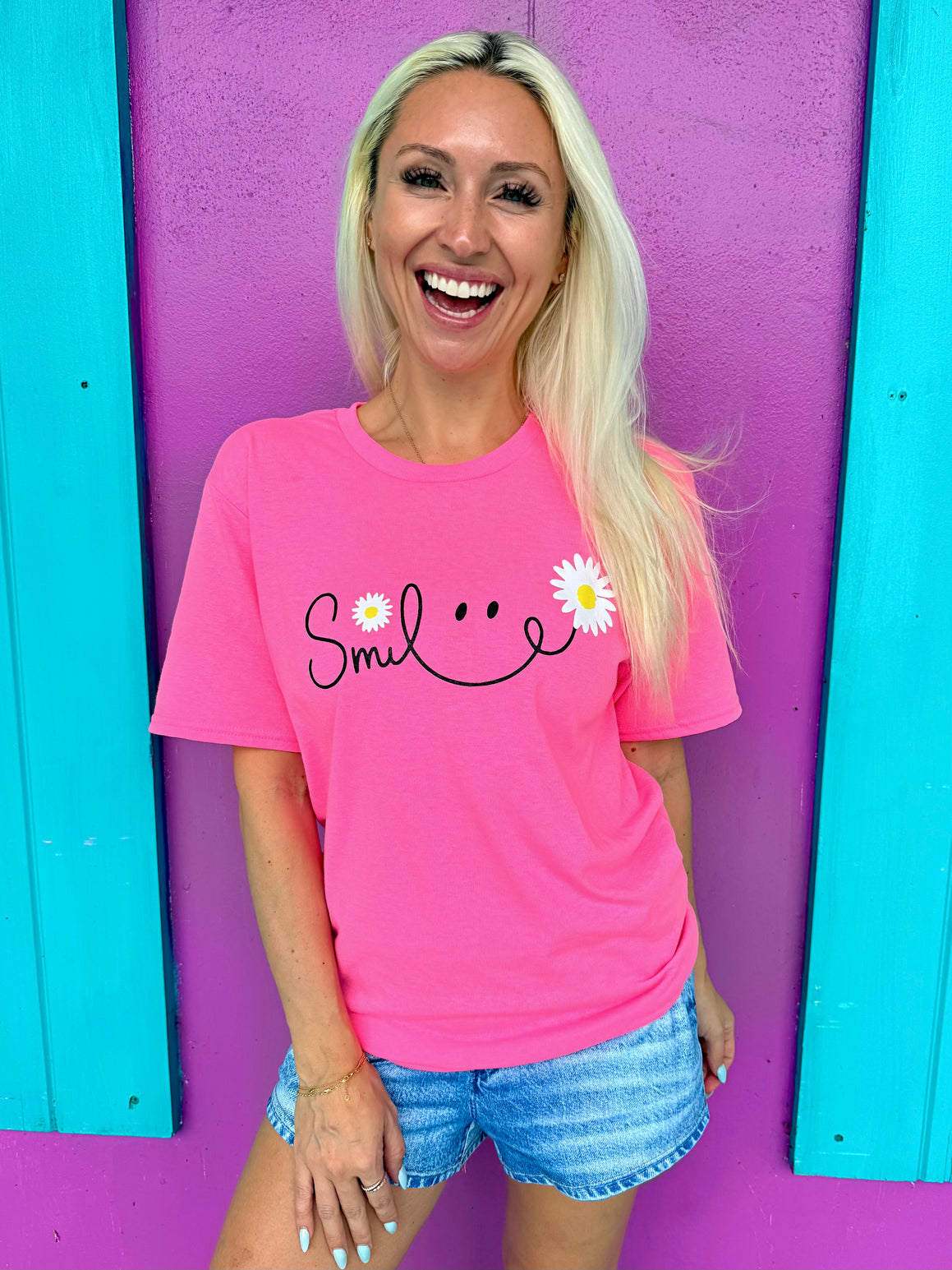 Smile Neon Pink Tee