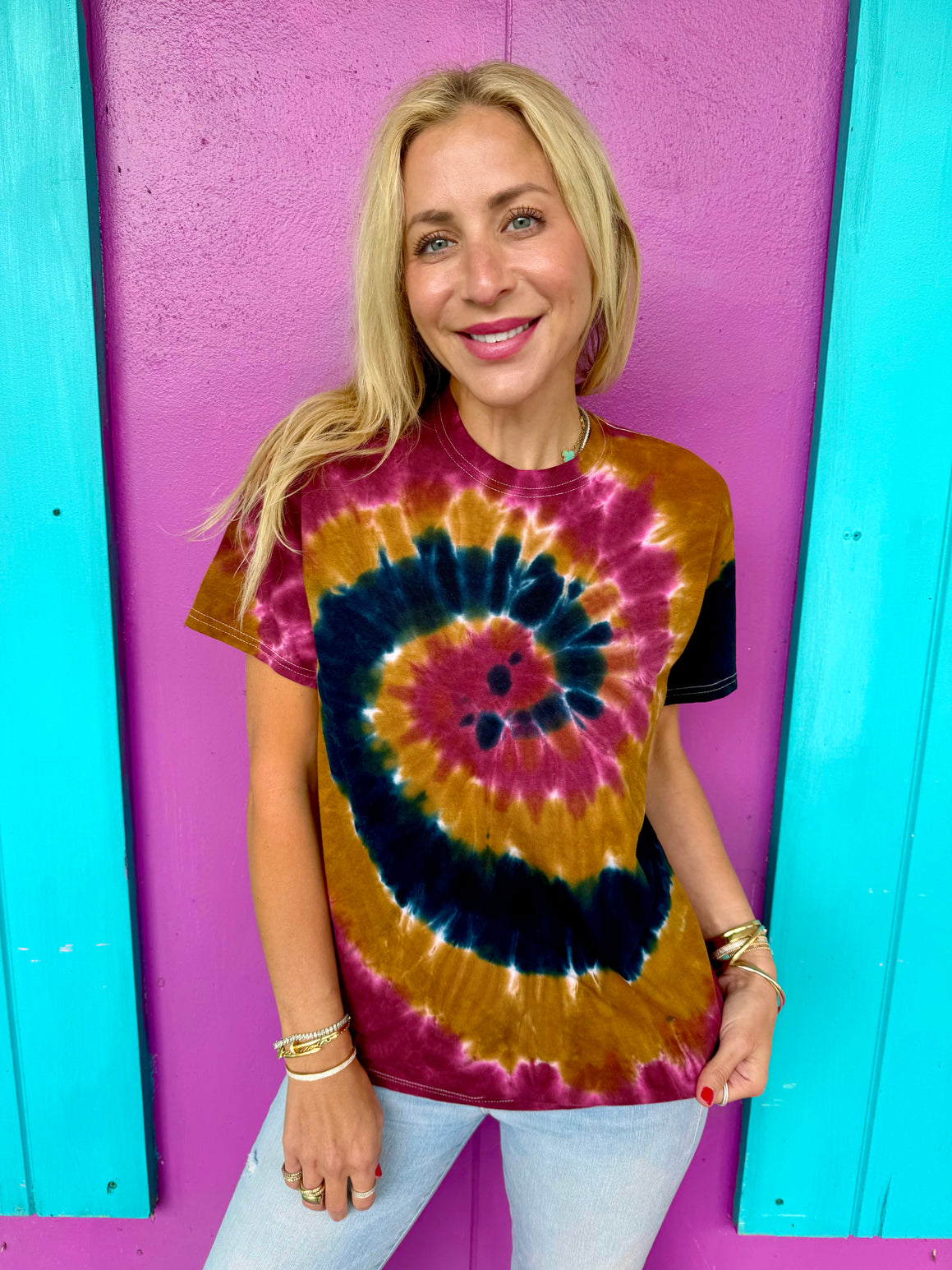 Fall Burst Thankful, Grateful Blessed Tie-Dye Tee