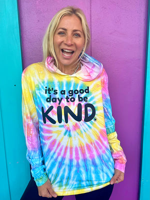 BE KIND ZIP UP HOODIE - NEON RAINBOW - Sunshine Sisters