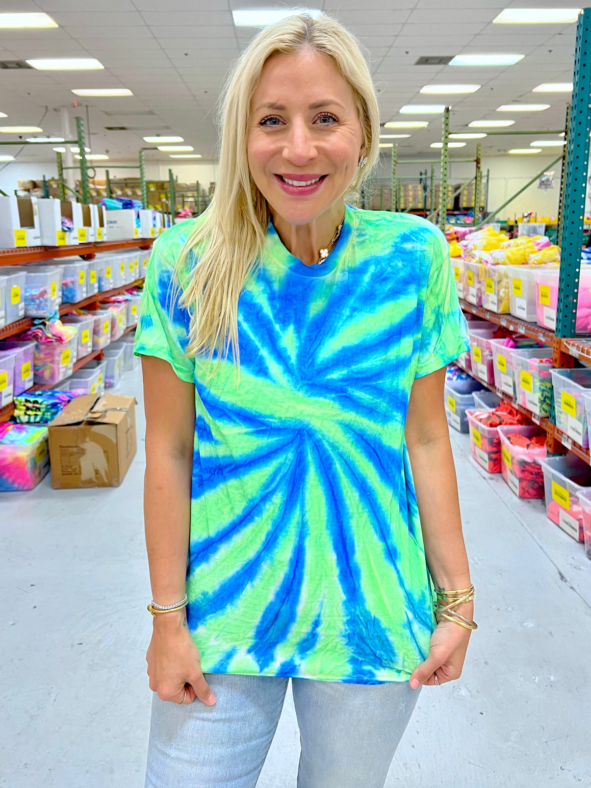 Lime green online tie dye shirt