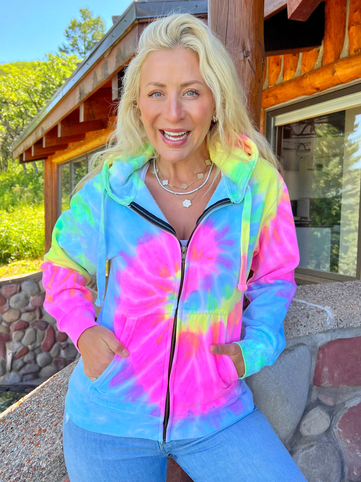 Tie dye zipper hoodie best sale wholesale