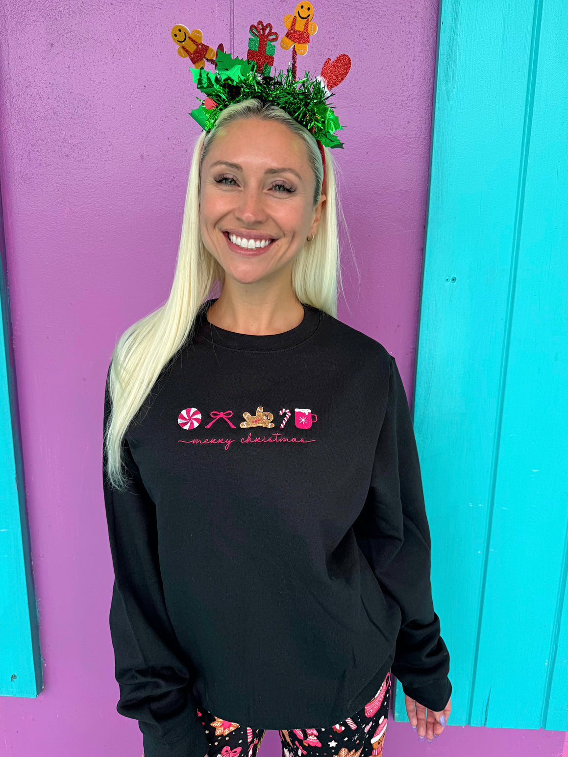 Cutesy Christmas Treat Embroidered Sweatshirt