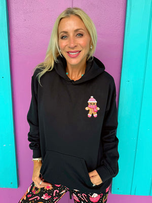Cutesy Christmas Gingerbread Embroidered Hoodie