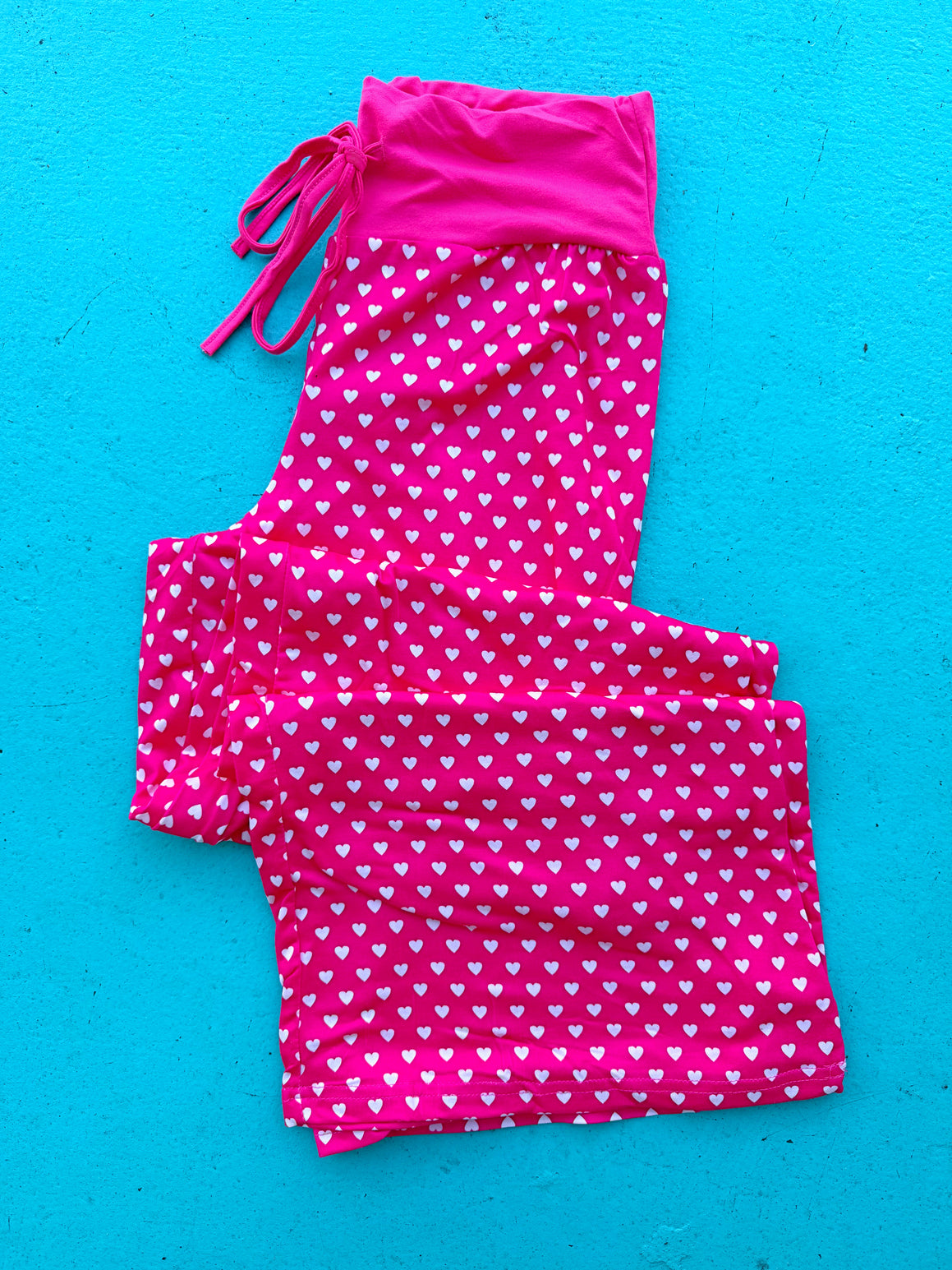 Hot Pink Heart Wide Leg Pants