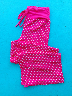 Hot Pink Heart Wide Leg Pants