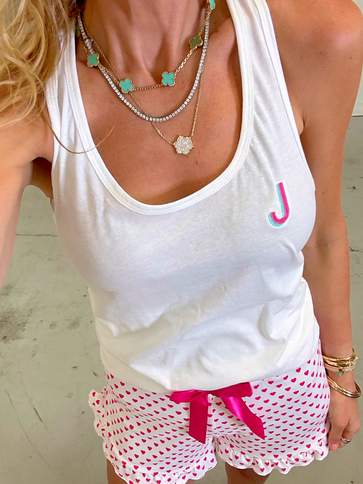 Embroidered Initial White Tank - 3XL & 4XL