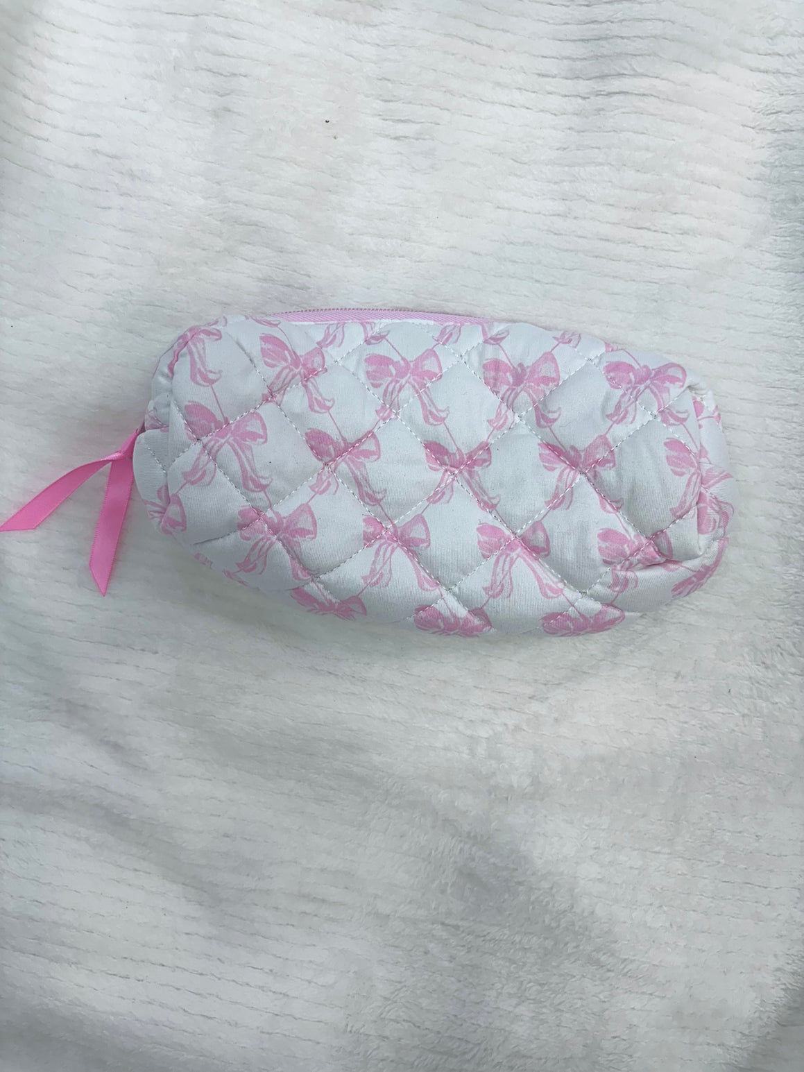 Pink Bow Embroidered Pouch