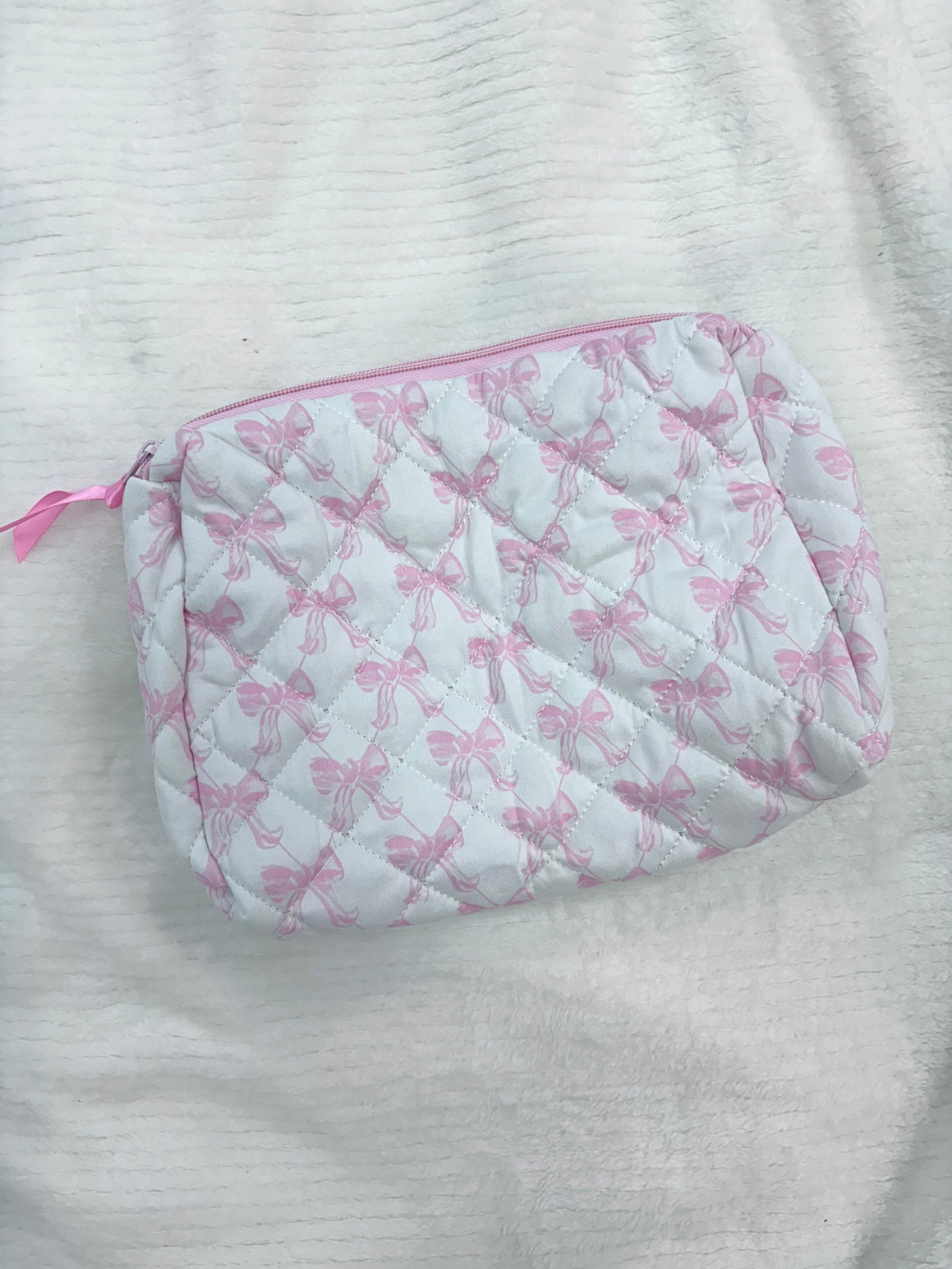 Pink Bow Embroidered Toiletry Bag