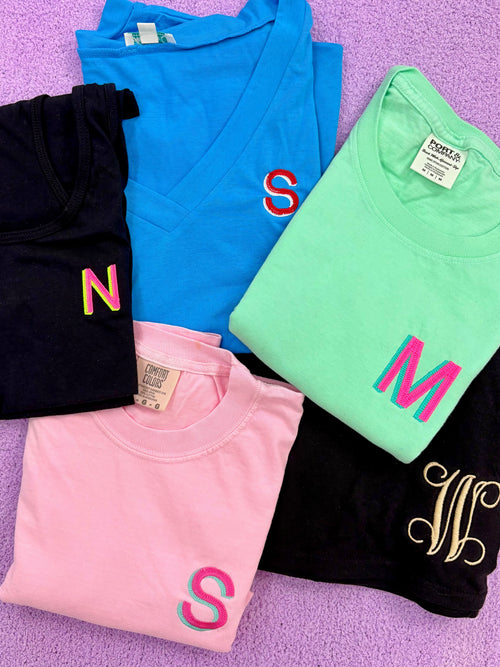 Blooper Initial Tees & Tanks - Stitched