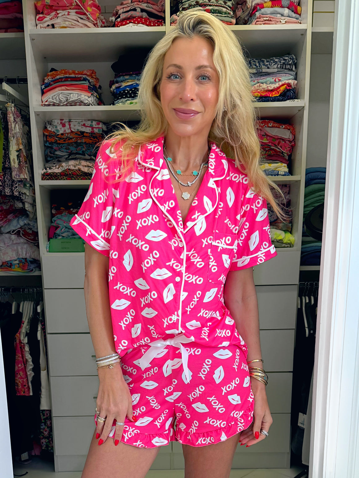 Hugs and Kisses Ruffle Shorts Pajama Set