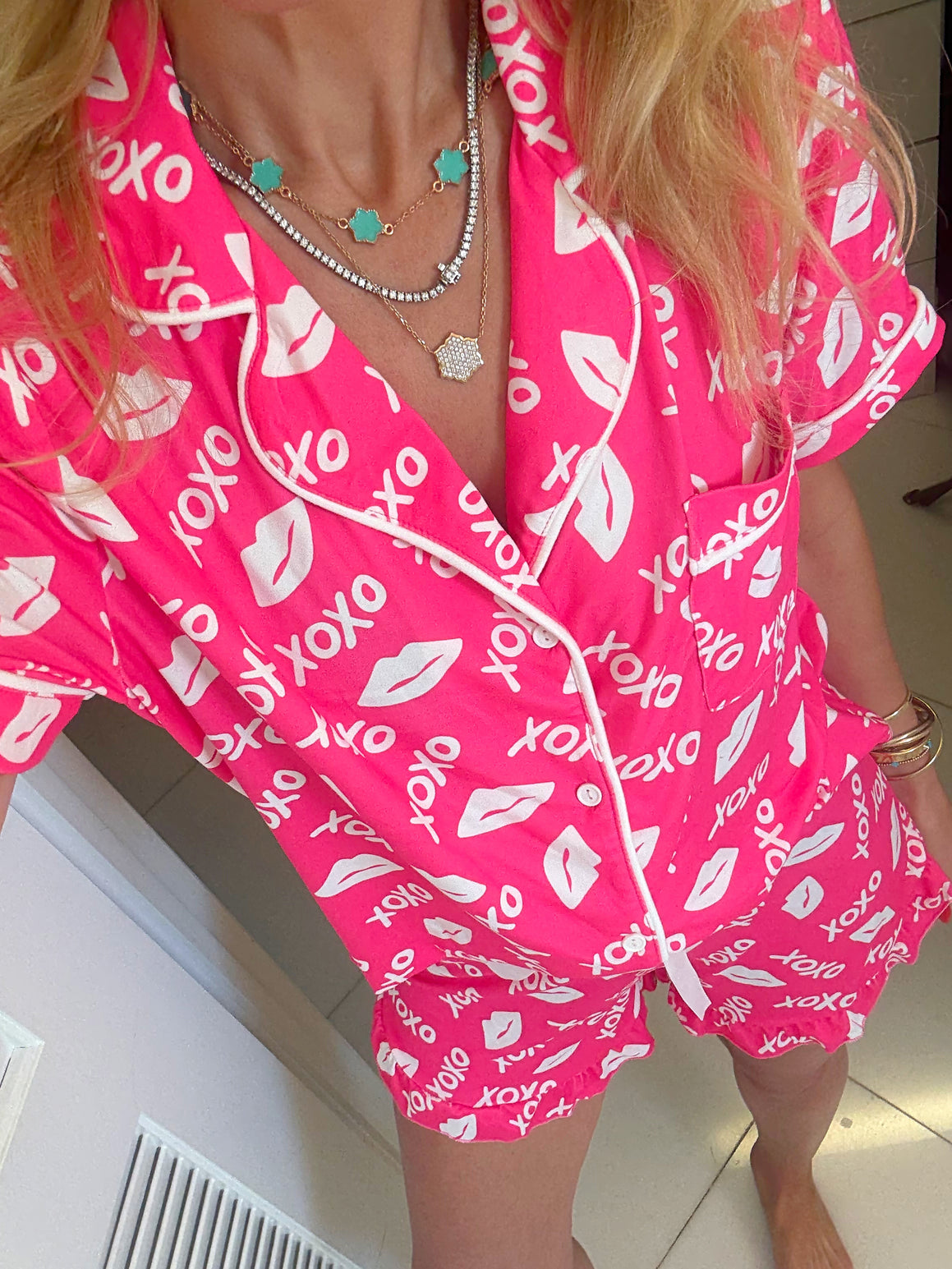 Hugs and Kisses Ruffle Shorts Pajama Set