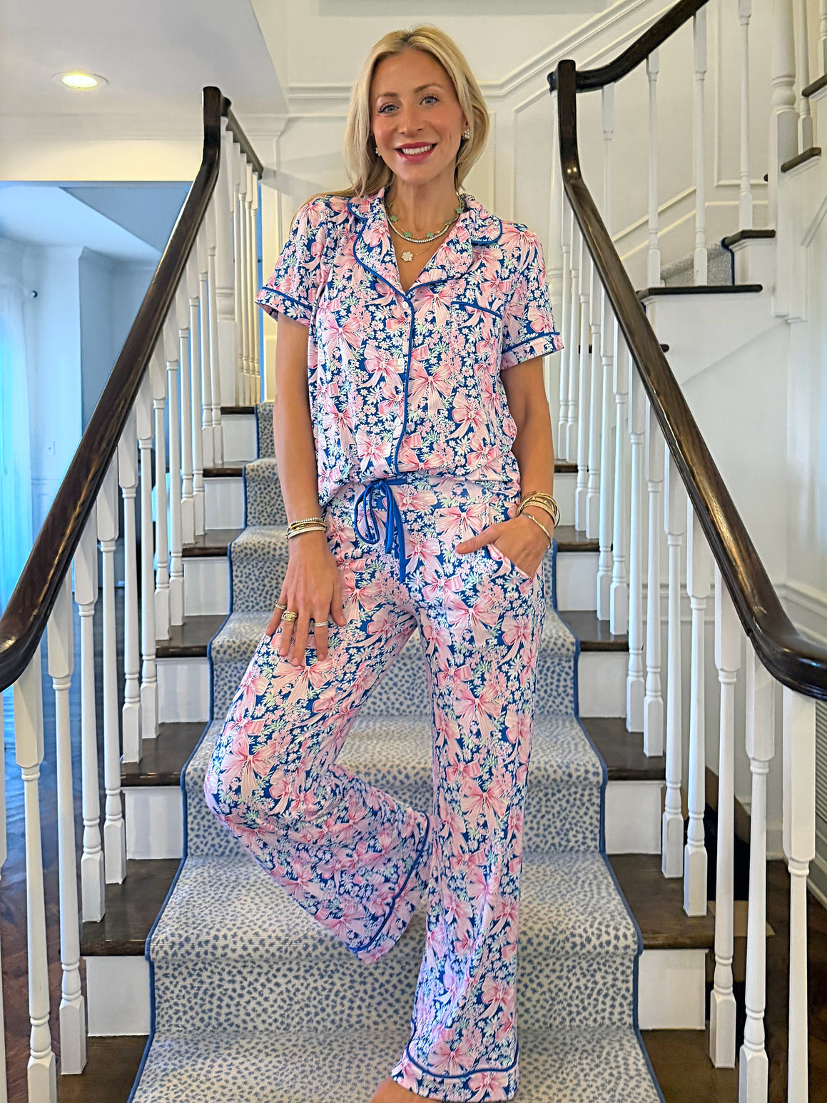 Garden Party Bow Wide Leg Pajama Set
